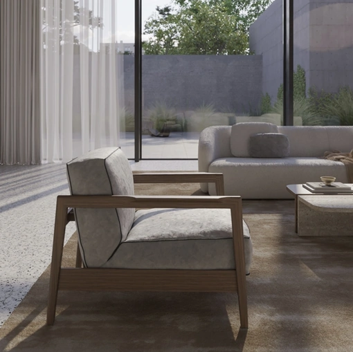 Poltrona in tessuto imbottito Essence di Vibieffe