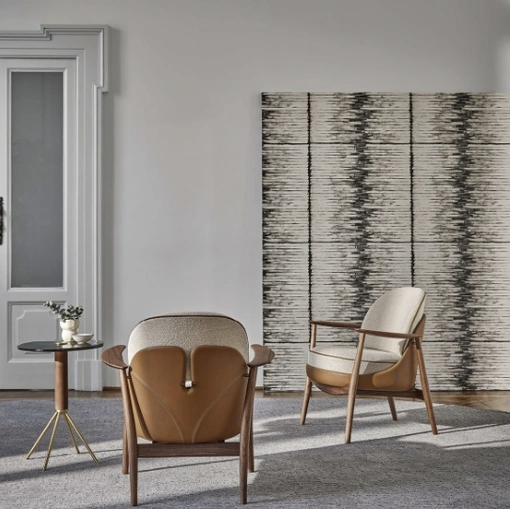 Poltroncina Ginkgo in tessuto e cuoio di Porada