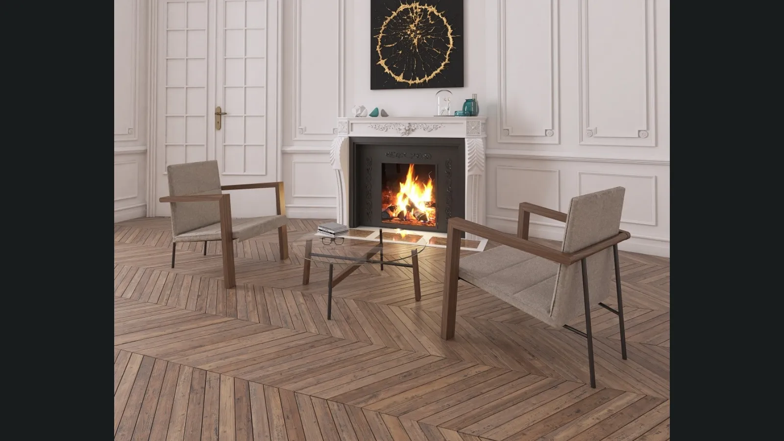 Poltroncina in tessuto con struttura in legno e metallo Star System Mimosa di Estel