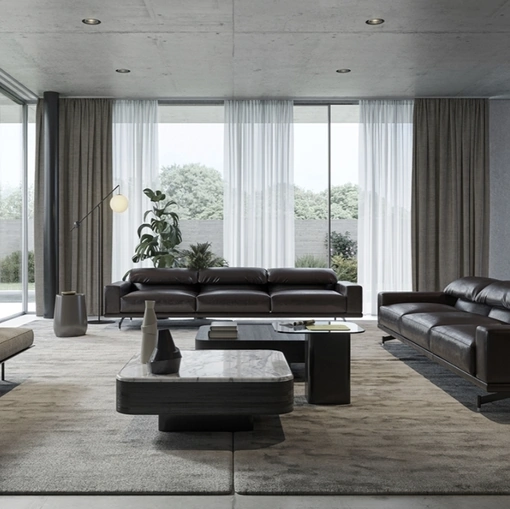 Divano lineare in pelle Altopiano di Vibieffe