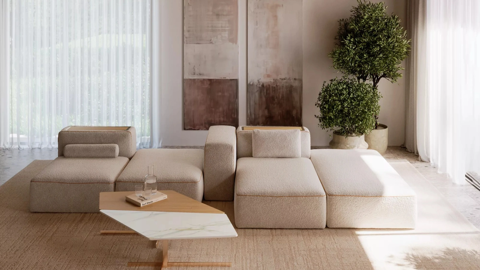 Divano componibile Blake in tessuto di Bontempi