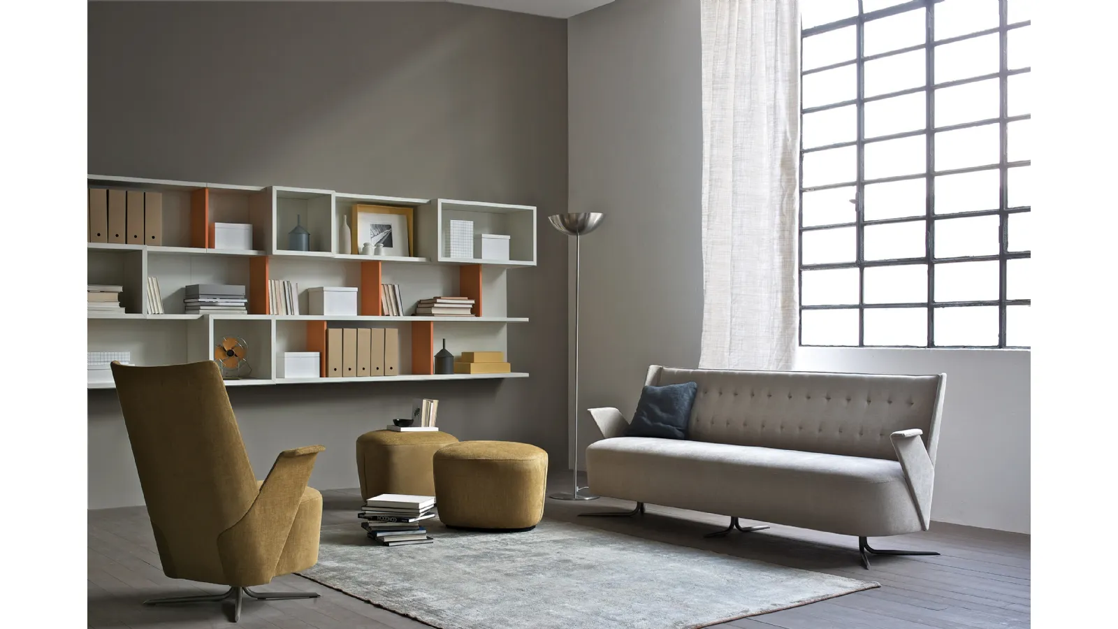 Salotto in tessuto con base in tubo metallico Embrasse di Estel