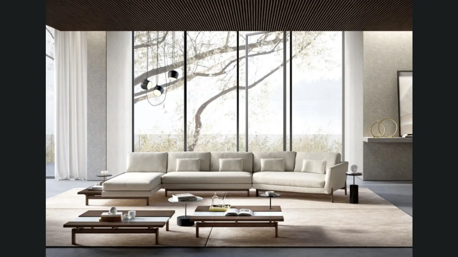 Divano in tessuto con penisola Feel di Vibieffe