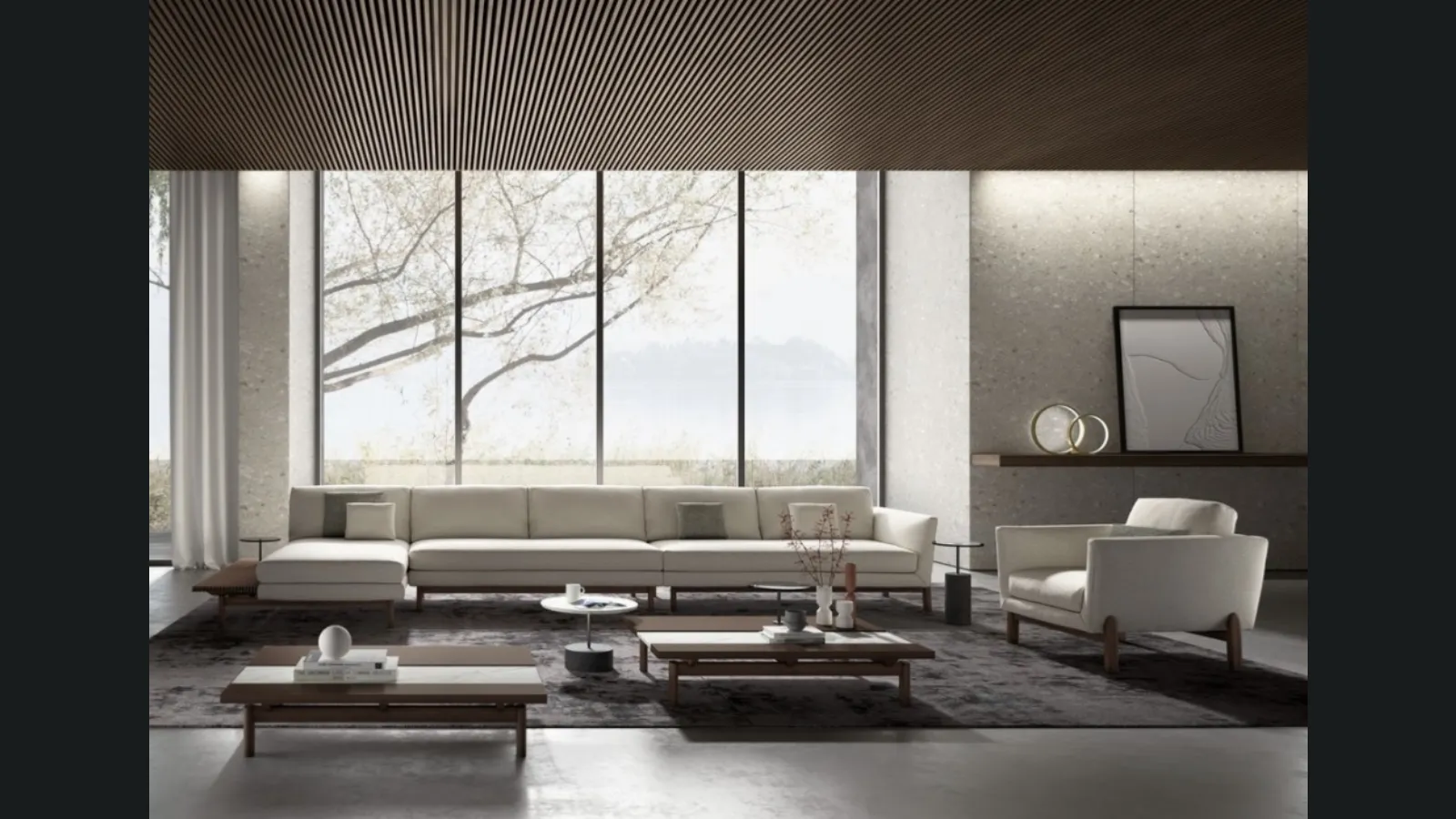 Divano in tessuto con penisola Feel di Vibieffe