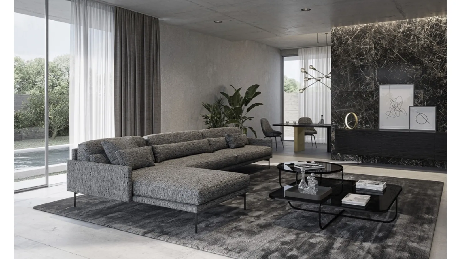 Divano in tessuto con penisola Modern di Vibieffe