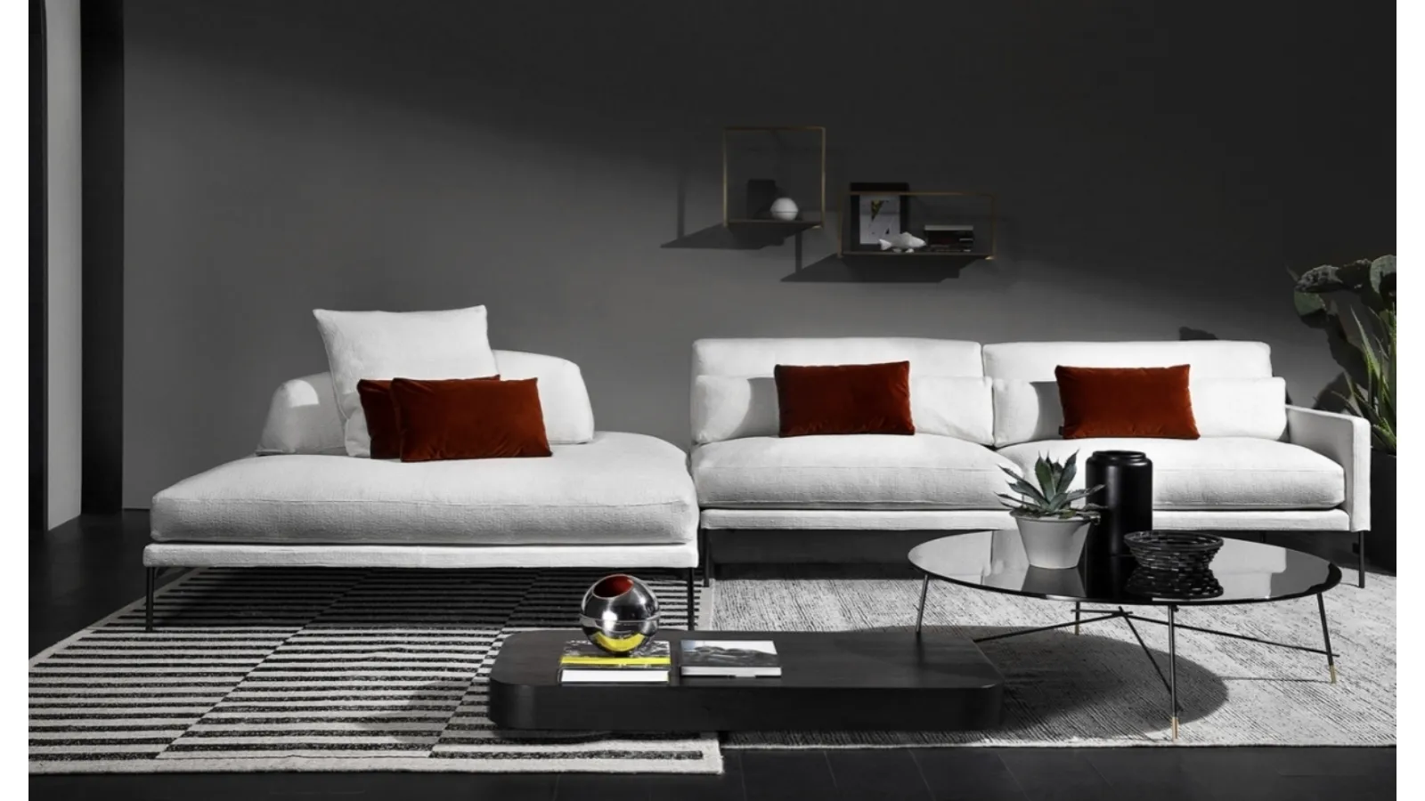 Divano in tessuto con penisola Modern di Vibieffe