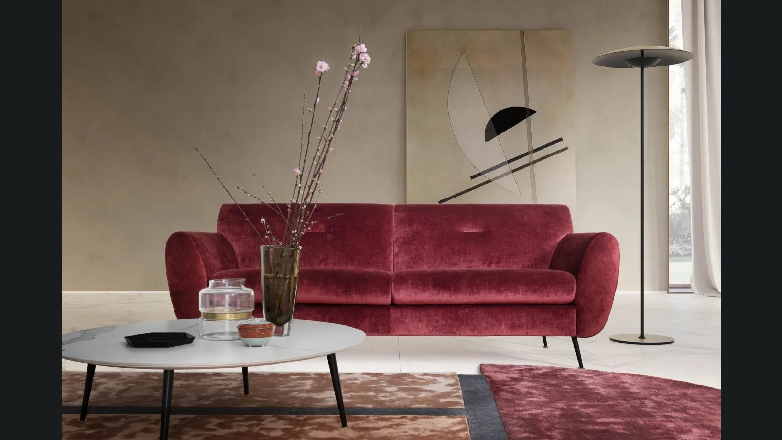 Divano vintage in tessuto dalle dimensioni compatte Olive di Estel