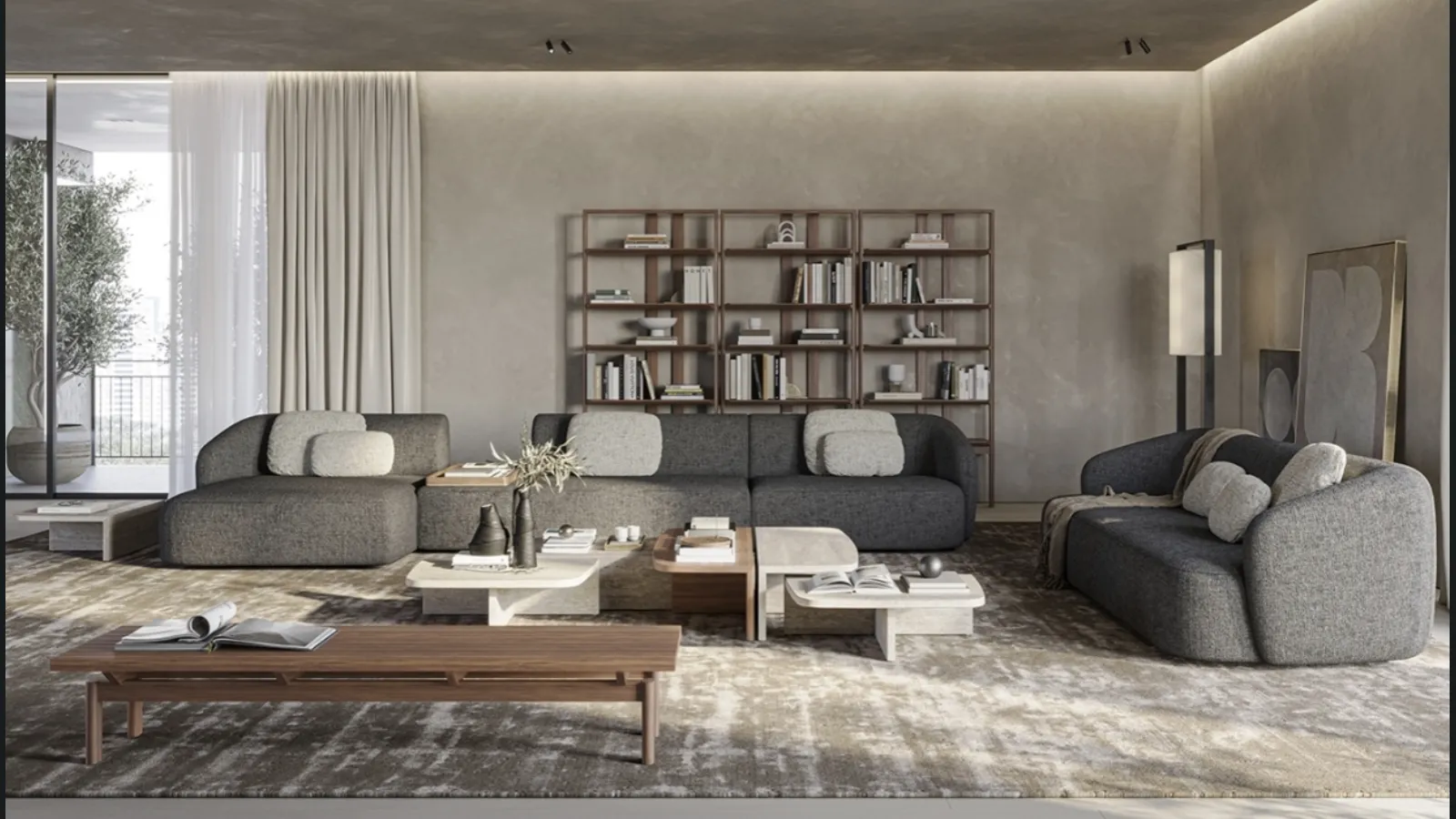 Divano con penisola Shell di Vibieffe