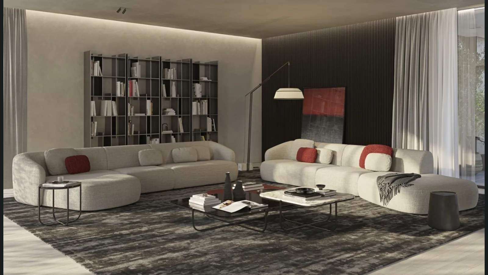 Divano con penisola Shell di Vibieffe