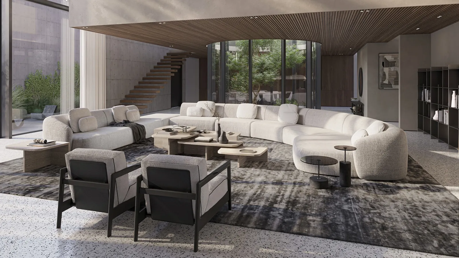 Divano con penisola Shell di Vibieffe