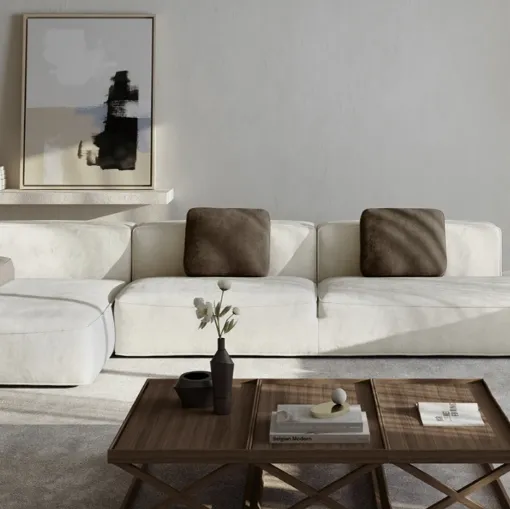 Divano in tessuto con penisola Glam di Vibieffe