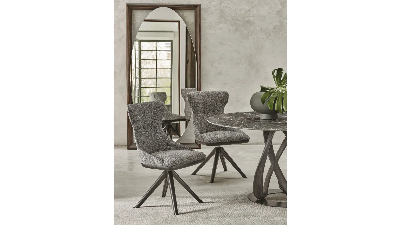 Sedia girevole Andy in tessuto di Porada