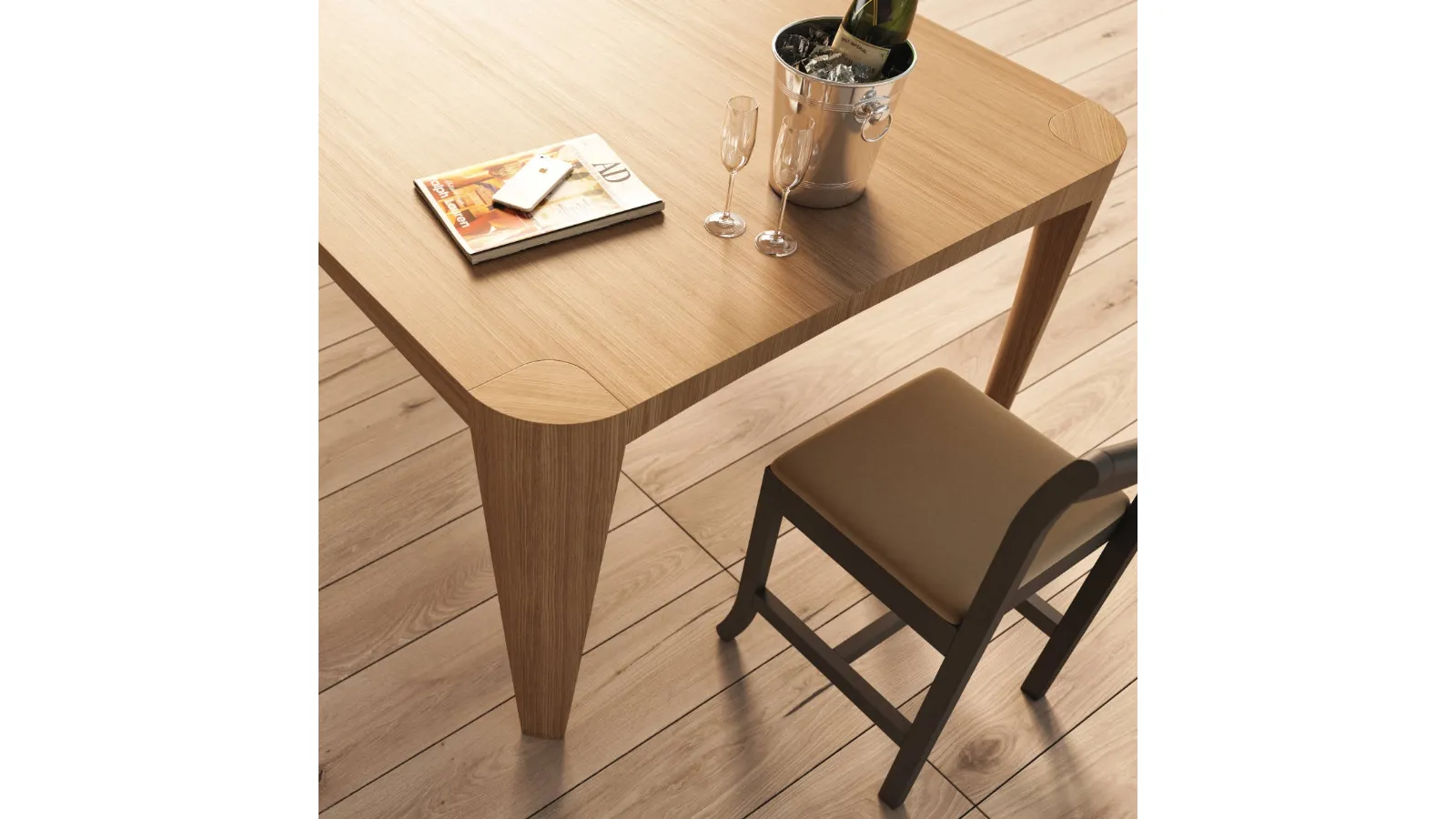 Sedia con seduta in cuoio imbottita e struttura in legno Big Jim di Estel