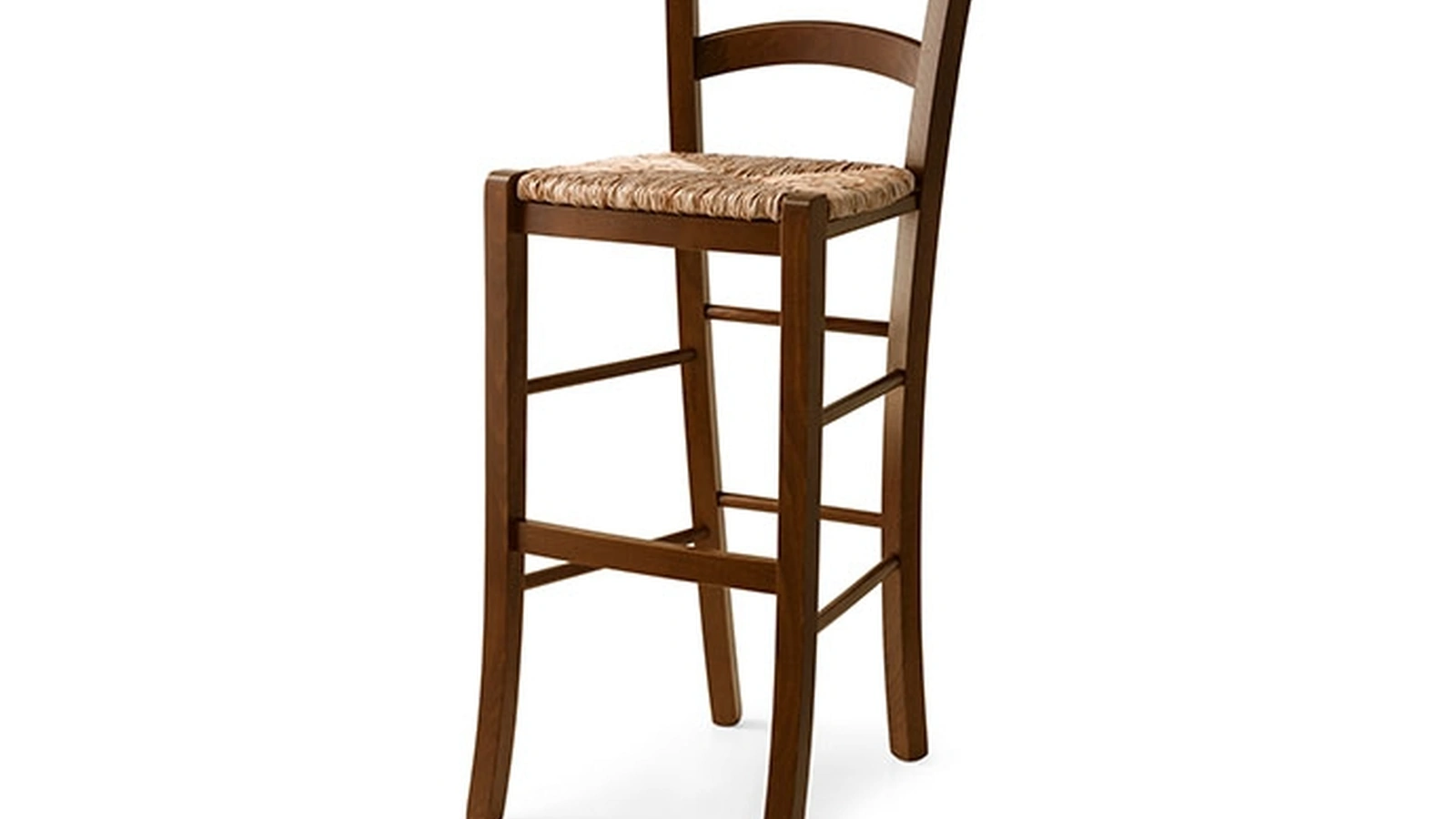 Sgabello Paesana SG in legno con seduta in paglia di Sedie Brianza