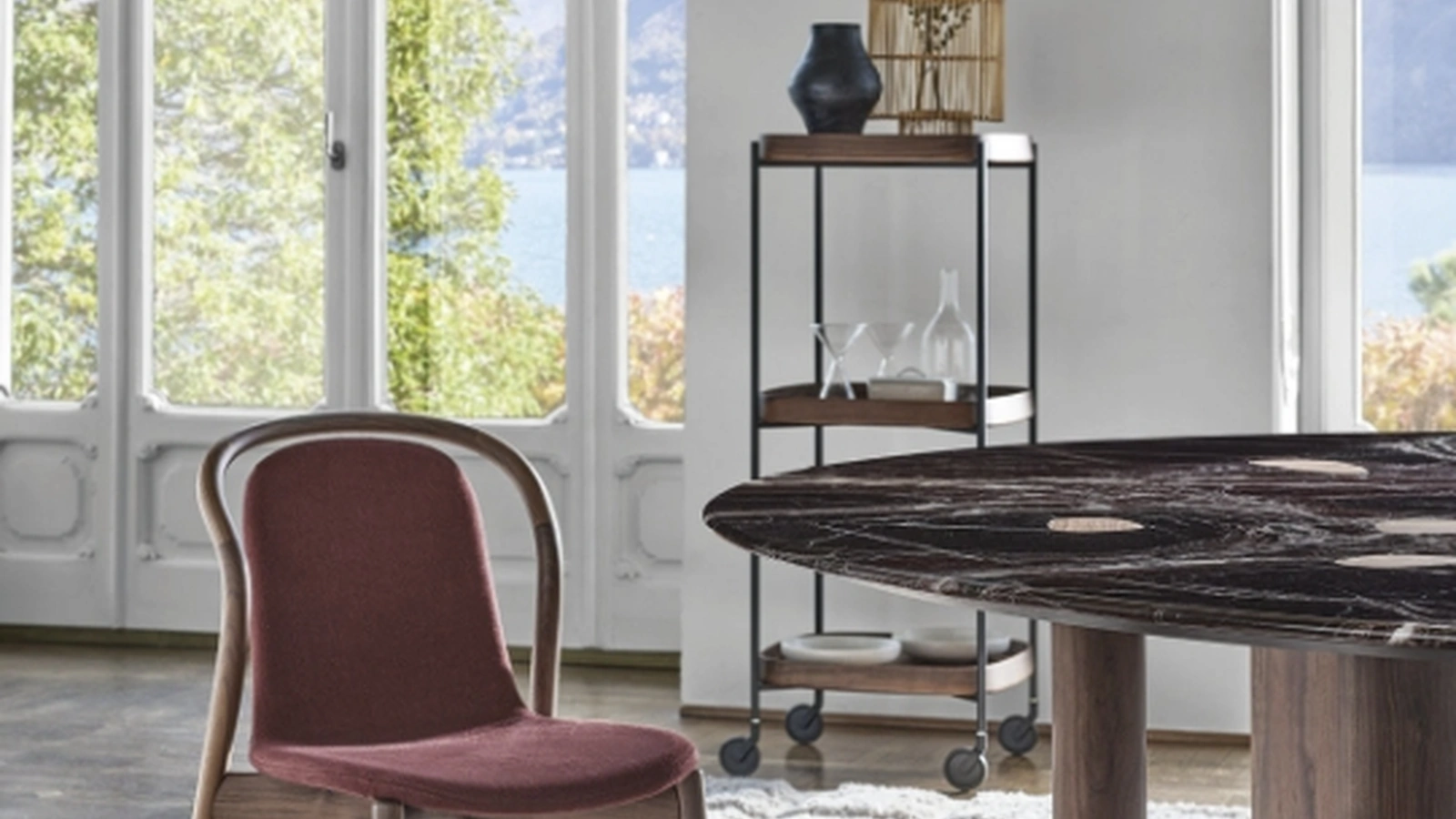 Sedia Petra in tessuto e legno di Porada