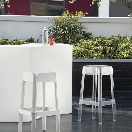 Sgabello Rubik SG in policarbonato Bianco o Trasparente di Sedie Brianza
