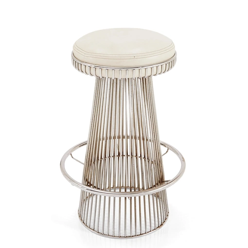 Sgabello Faro in metallo con seduta in pelle di Sigerico