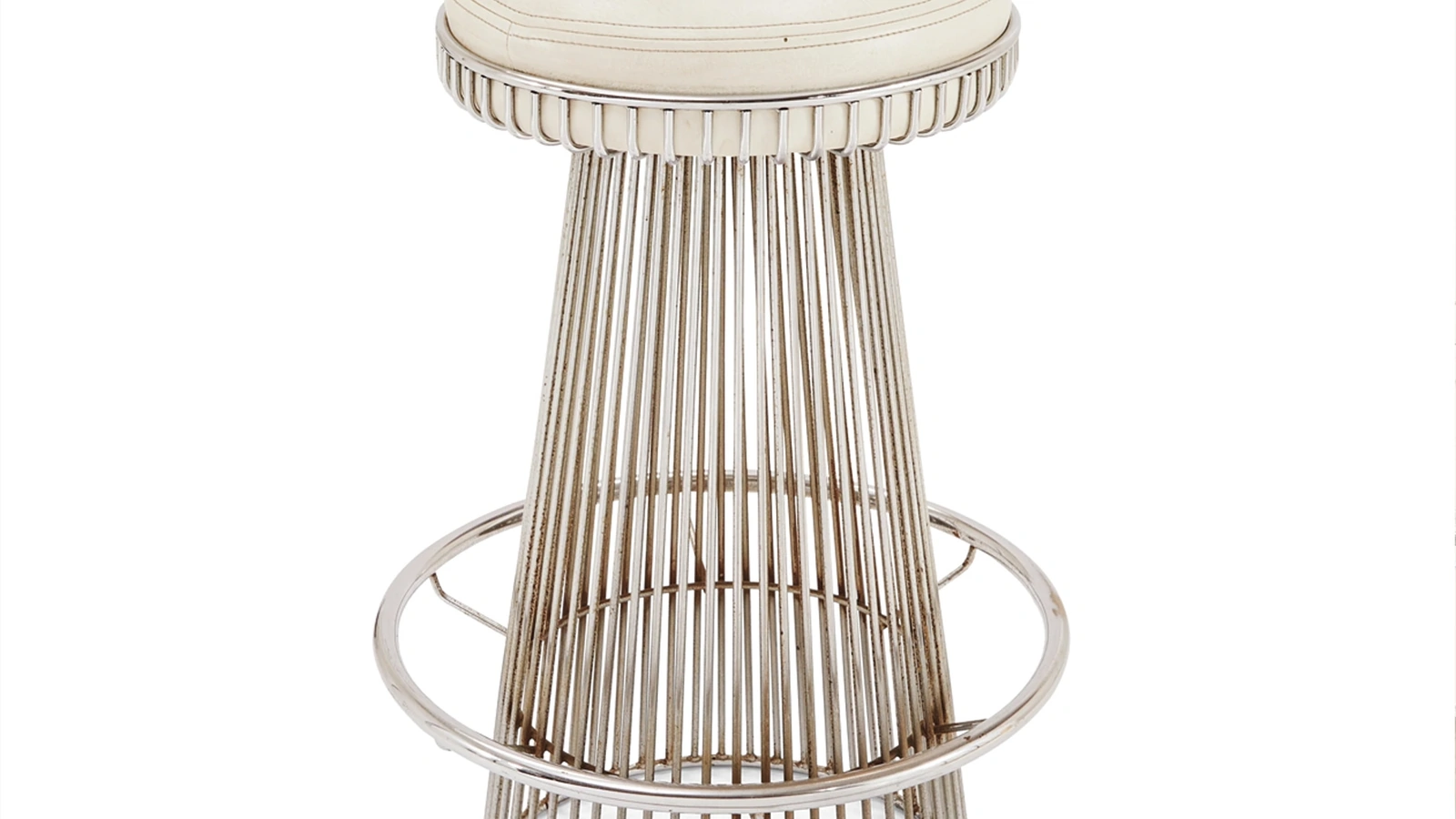 Sgabello Faro in metallo con seduta in pelle di Sigerico