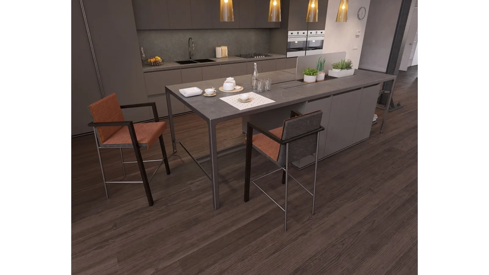 Sgabello in tessuto con struttura in legno e metallo Star System Sirio di Estel