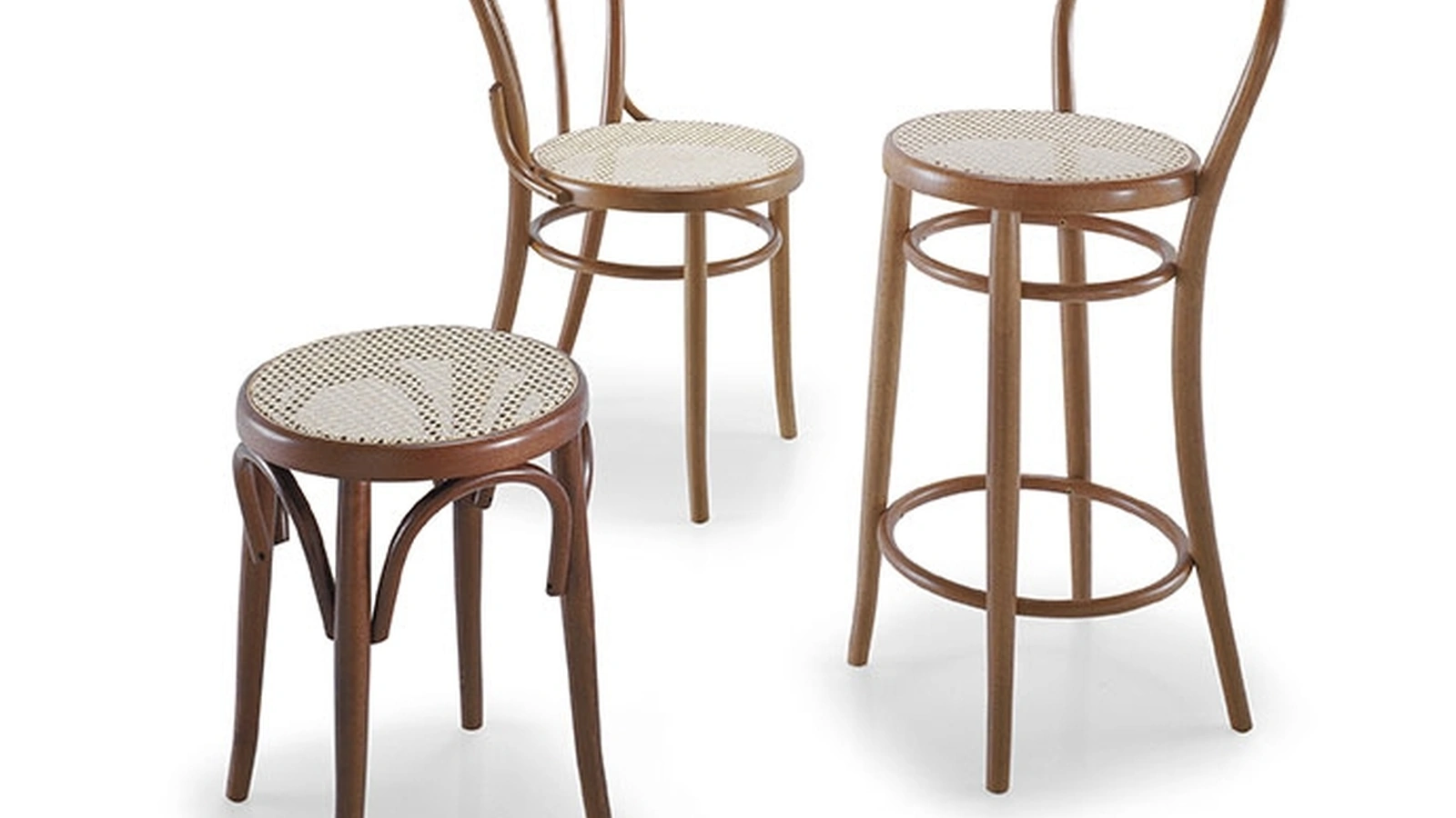 Sgabello Vienna SG in legno con seduta in paglia di Vienna di Sedie Brianza