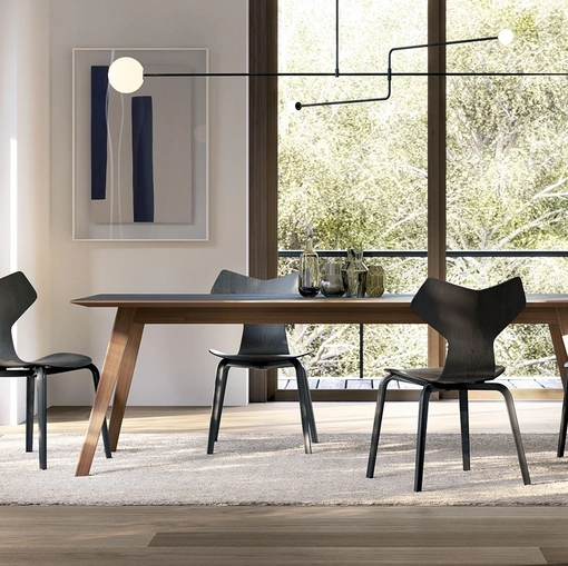 Tavolo Aise finitura legno Walnut e Fenix Top Nero di Treku