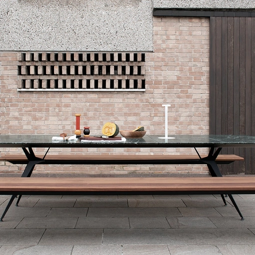 Tavolo Balance configurazione 03 con top in marmo Verde Alpi di Extendo