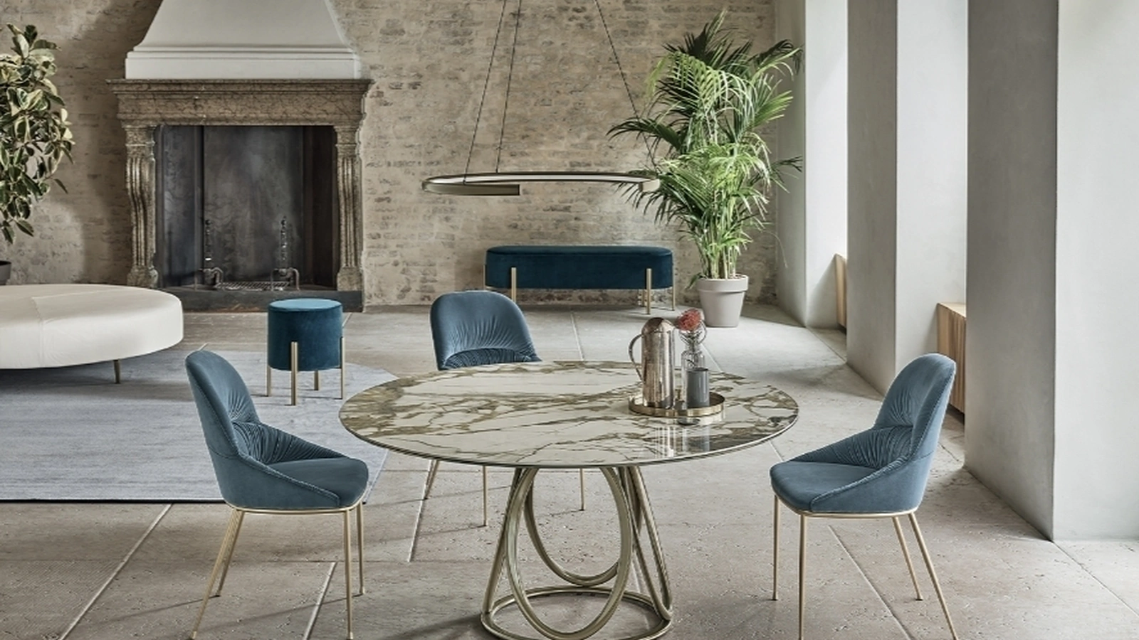 Tavolo Louis Rotondo in SuperMarmo di Bontempi