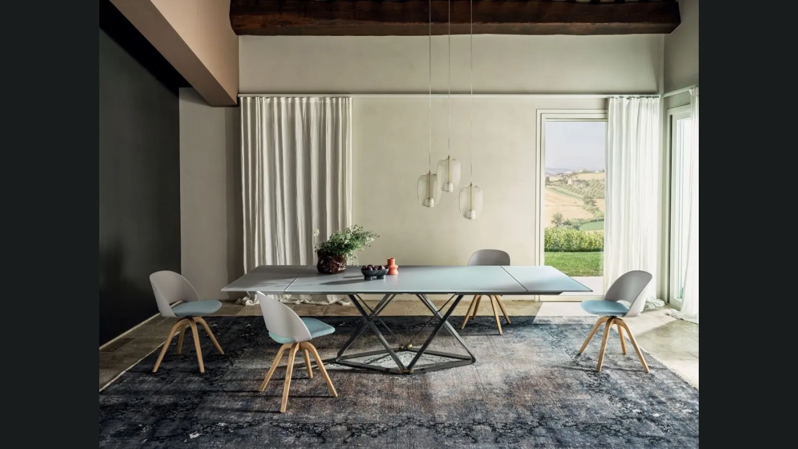 Tavolo allungabile Delta in cristallo di Bontempi