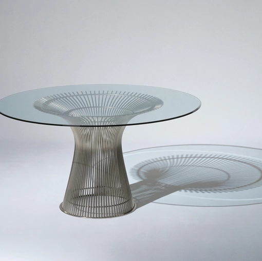 Tavolo Eccellenza con top in vetro e base in metallo di Sigerico