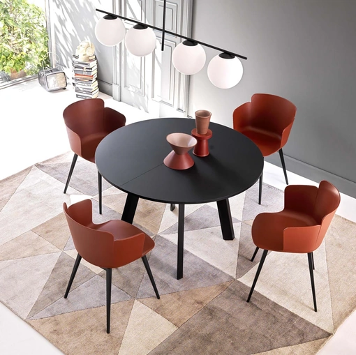 Tavolo rotondo Petalo Round in laminato Fenix Nero di Sedie Brianza
