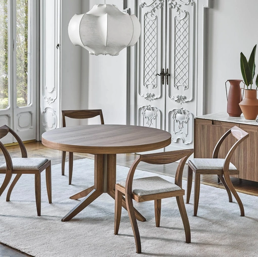 Tavolo rotondo allungabile Bryant in noce canaletto di Porada