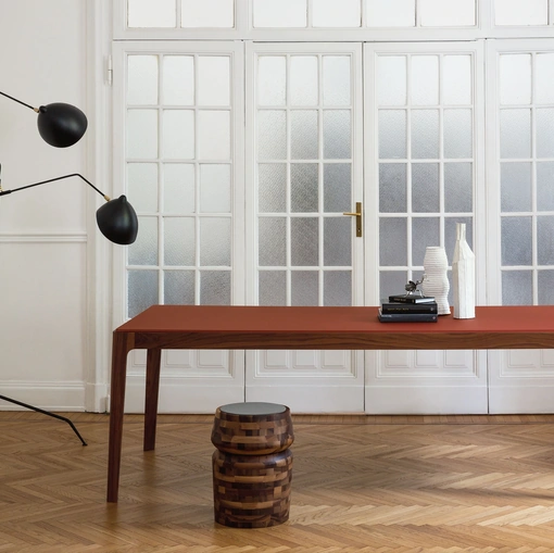 Tavolo Ziggy in vetro retrolaccato di Porada