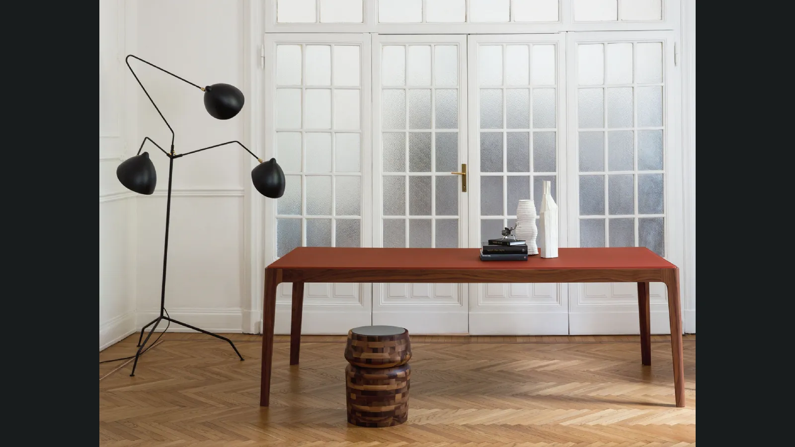 Tavolo Ziggy in vetro retrolaccato di Porada