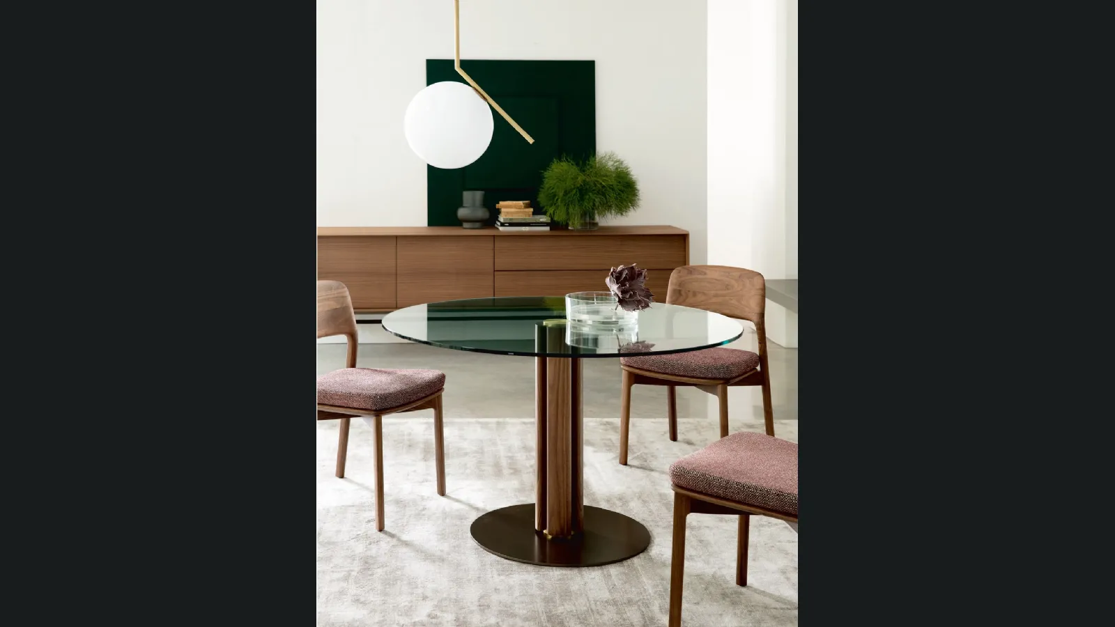 Tavolo rotondo in cristallo Quadrifoglio di Porada