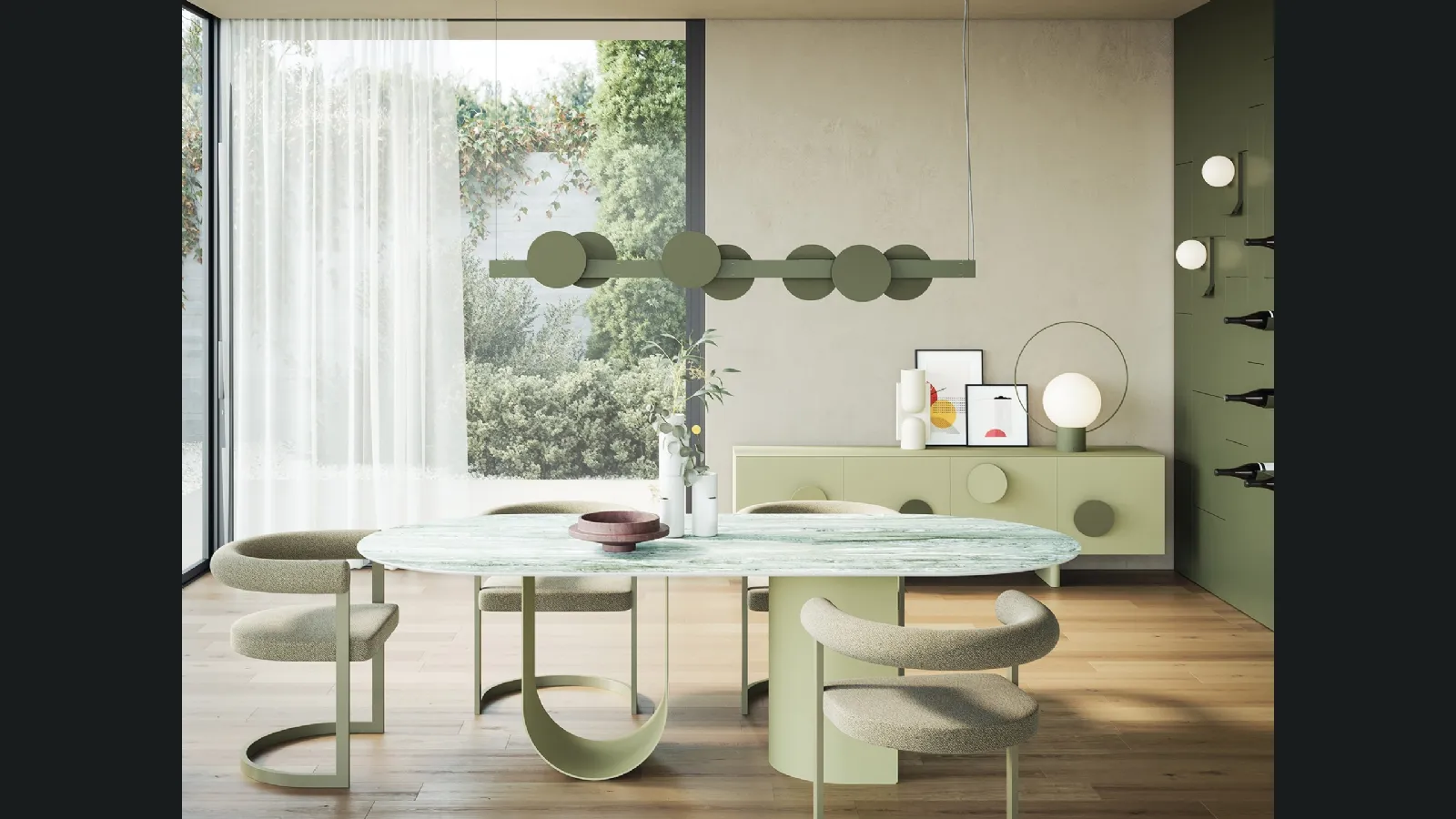 Tavolo ovale Roshi con top in ceramica e base in metallo di Ronda Design