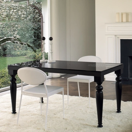 Tavolo allungabile Cesare in vetro e legno laccato di Ponti Terenghi