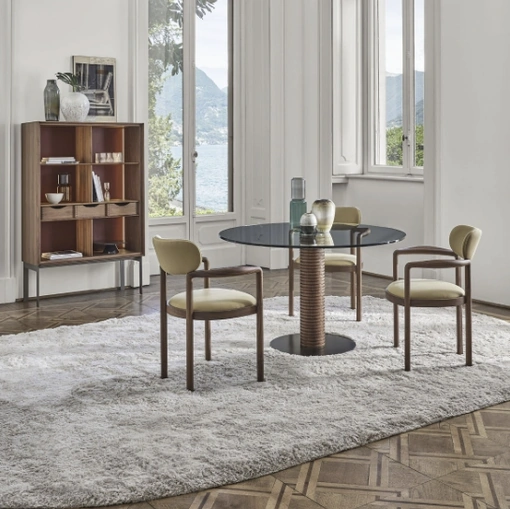 Tavolo rotondo in vetro Sansiro di Porada