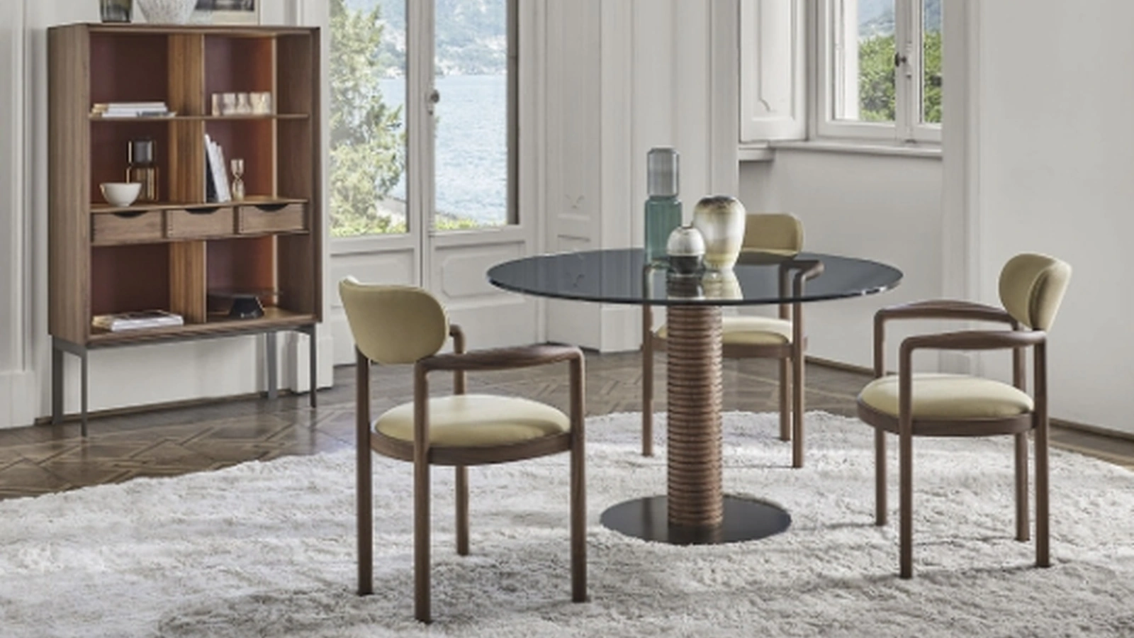 Tavolo rotondo in vetro Sansiro di Porada