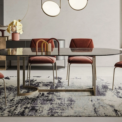 Tavolo ovale Slice con top in ceramica e base in metallo di Ronda Design