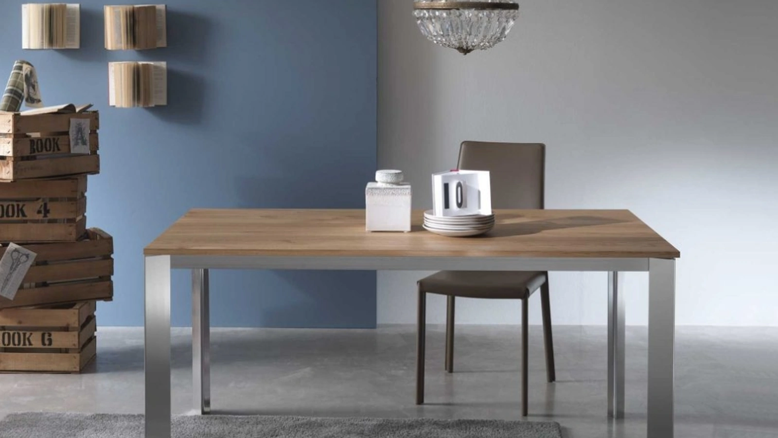 Tavolo allungabile Upper con top in impiallacciato Rovere e base in alluminio di Sedie Brianza