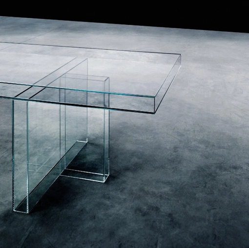 Tavolo Verglas in cristallo trasparente extralight di Glas Italia