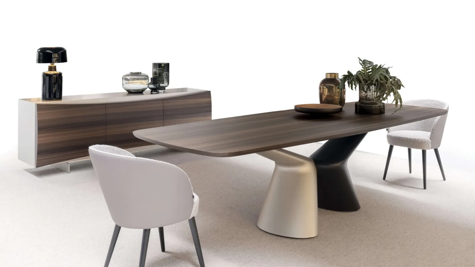 Tavolo Victor con top in essenza di Presotto