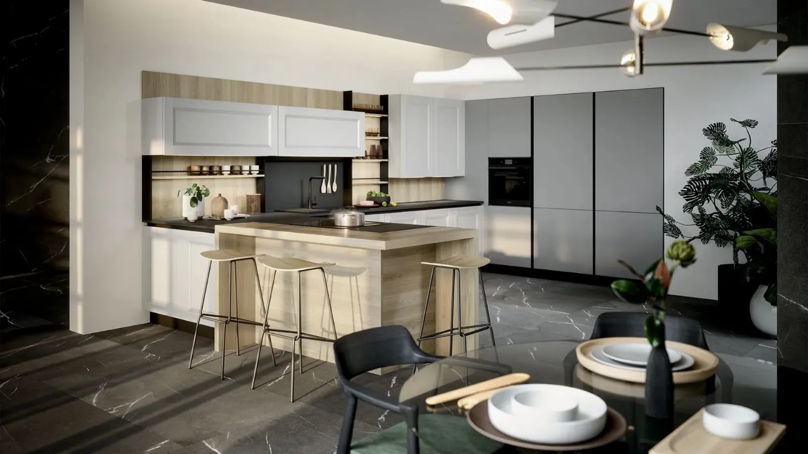 Cucina Classica con penisola Asia 01di Forma Cucine