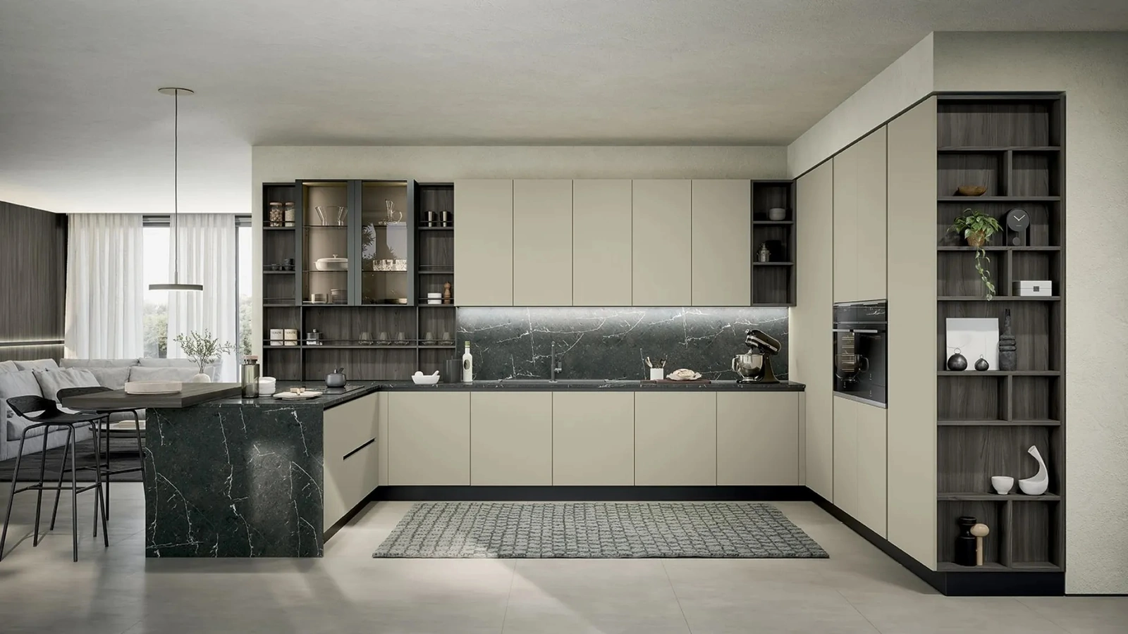 Cucina Moderna con penisola Colibrì 02 di Forma Cucine