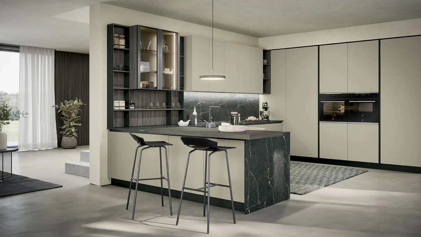 Cucina Moderna con penisola Colibrì 02 di Forma Cucine
