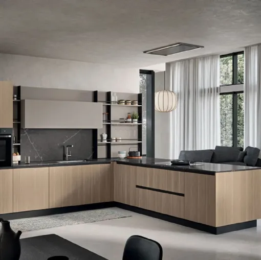 Cucina Moderna con penisola Colibrì Presa di Forma Cucine