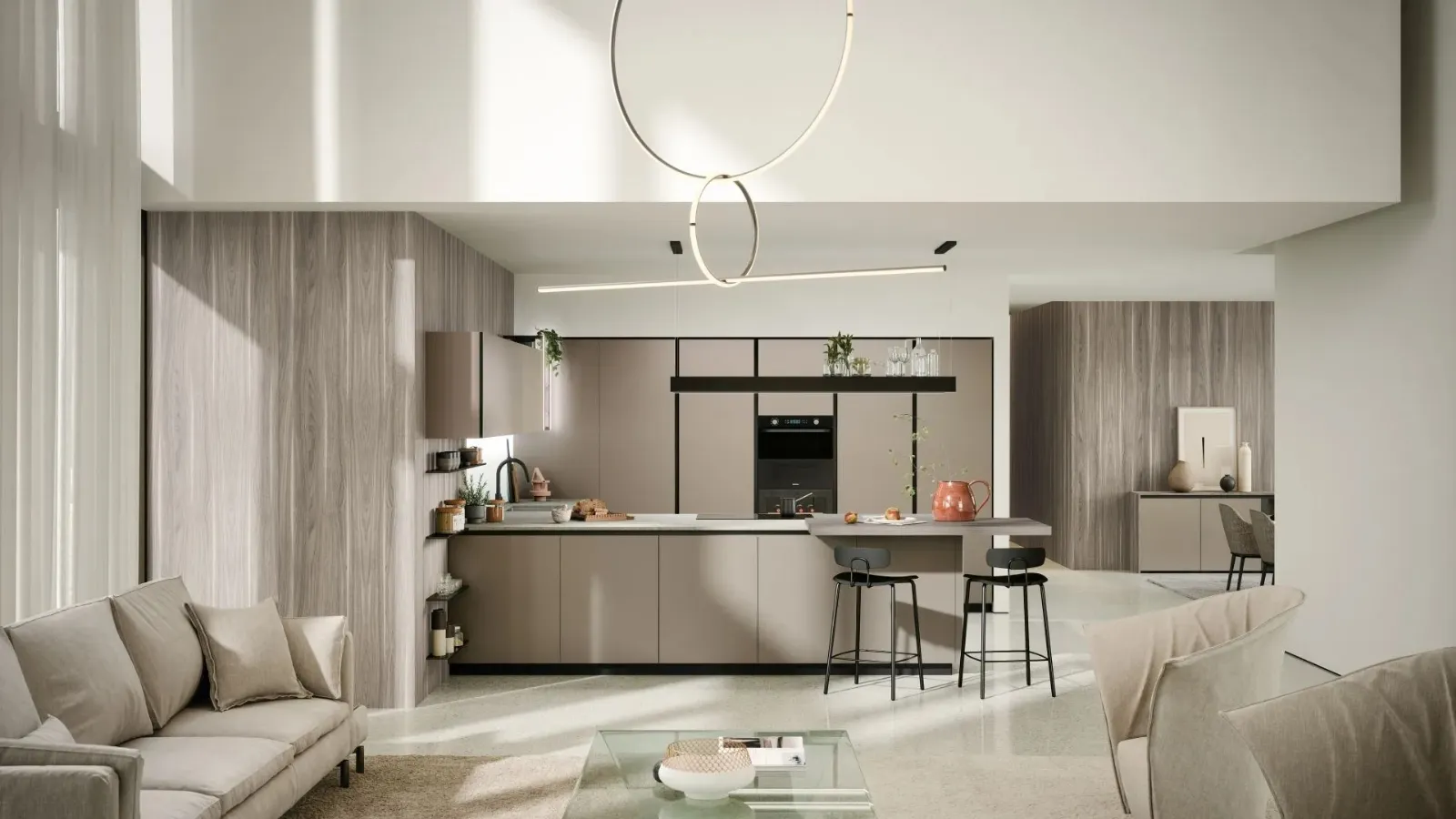 Cucina Moderna con penisola Aria Tech 04 di Forma Cucine