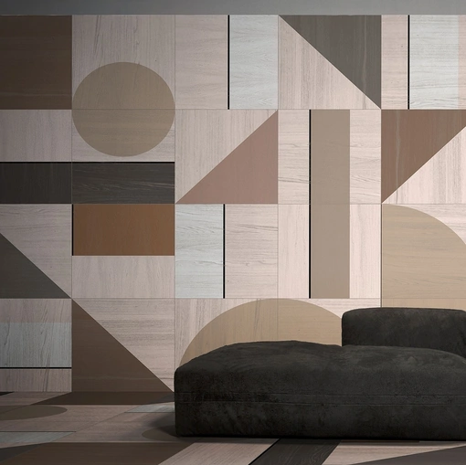 Parquet Grafiche 1960 in impiallacciatura rovere su supporto in multistrato di Giacobazzi