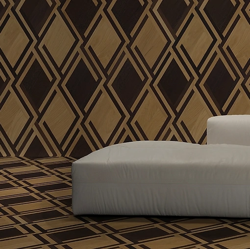 Parquet Mattonelle Blasone in essenza rovere europeo e wengè di Giacobazzi