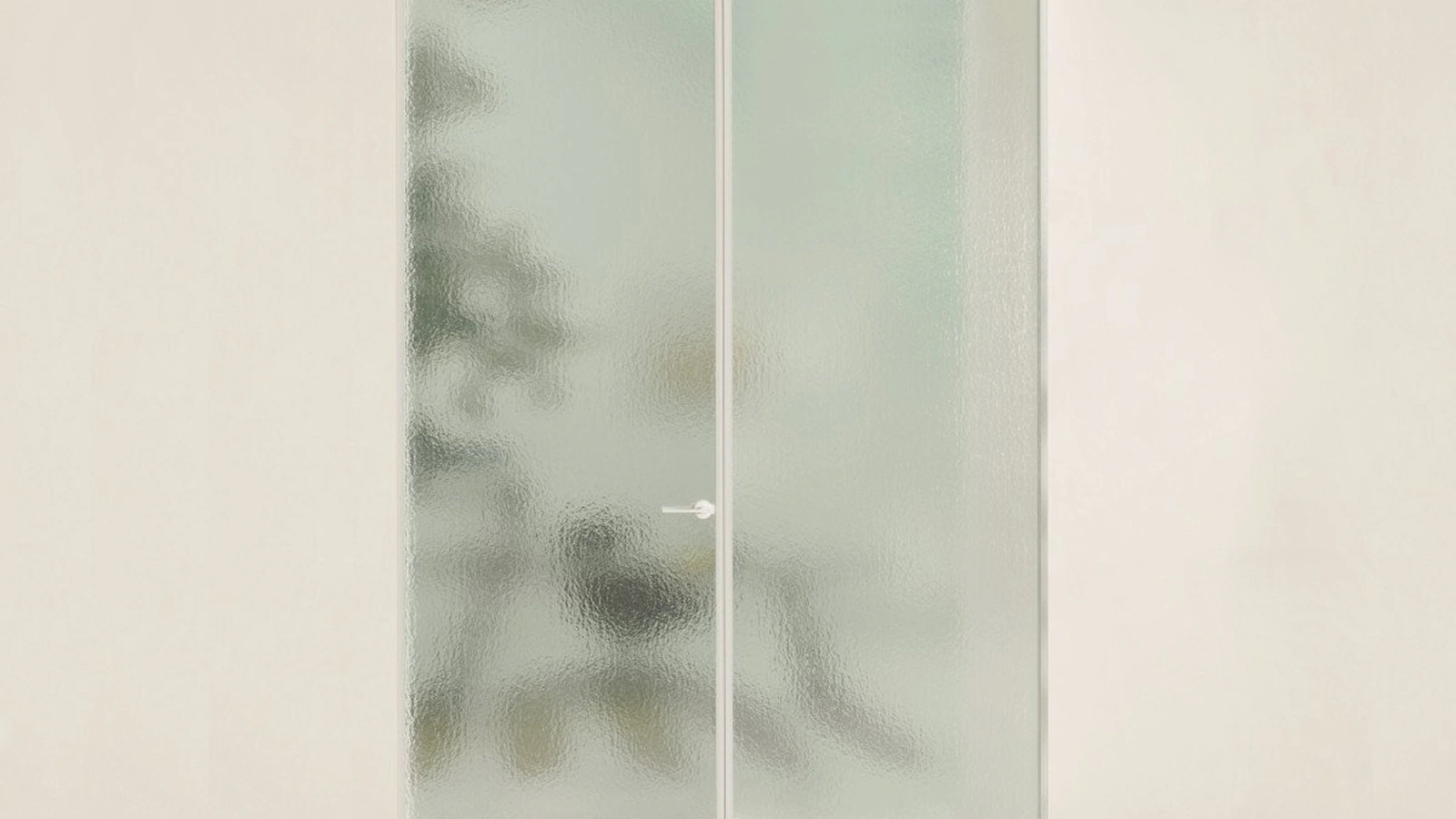 Porta per interni Aladin Double Swing Plain Duo in vetro con telaio in alluminio di Glas Italia